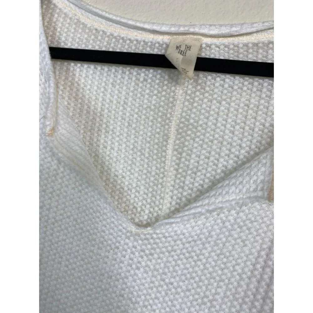 Free People Women White Waffle‎ Knit Top Bell Sleeves Size Small Boho Festival